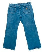 Carhartt Men&#39;s 44 x 30 Blue Denim Jeans Medium Wash Loose Fit Straight Mid Rise - £10.81 GBP