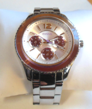 Fossil Watch Women&#39;s  Stainless Steel 5ATM Wrist Size 6.5&quot; - £59.21 GBP