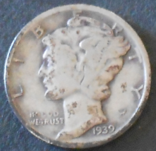 1939-D Mercury Silver Dime. - £2.51 GBP