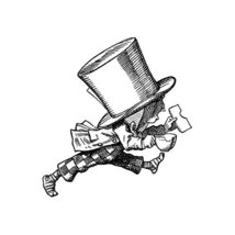 Walking Mad Hatter Wall Decal - Pen and Ink Style - 21&quot; wide x 22&quot; tall - £17.58 GBP