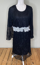 downeast NWOT women’s bell sleeve lace MIDI dress Size XL Black i8 - £11.45 GBP
