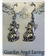 Guardian Angel Earrings, Silvertone, New #MD-050 - $72.88 MXN