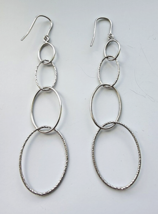 925 STERLING SILVER RINGLET DANGLE EARRINGS FROM ITALY - £44.10 GBP