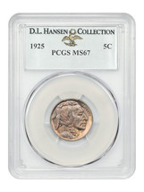 1925 5C PCGS MS67 ex: D.L. Hansen - $4,837.88