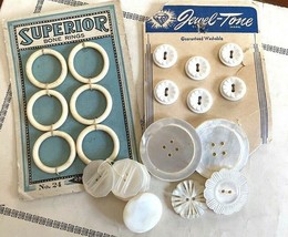 Antique River Pearl Button Lot Whites Some Bone 2-4 Hole Abalone MOP Cut Steel - £49.09 GBP