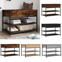 Industrial Wooden Hallway Shoe Storage Bench Organiser With Shelves &amp; Li... - $76.83+
