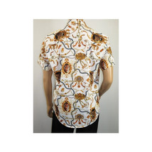Men's Sports Shirt by MIZUMI Medallion Floral Printed Short Sleeves M648 White image 11