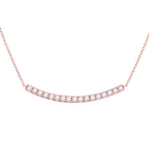 14kt Rose Gold Womens Round Diamond Curved Bar Necklace 3/4 Cttw - £897.35 GBP