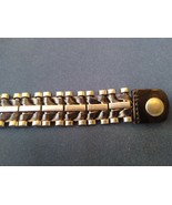 Cuir Noir 3.2cm Large Manchette Bracelet Avec Acier Têtes de Clous Réglable - £12.70 GBP+