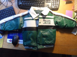 New York Jets Child&#39;s Size 3T NFL Jacket Simulated Leather Nylon Interio... - $34.95