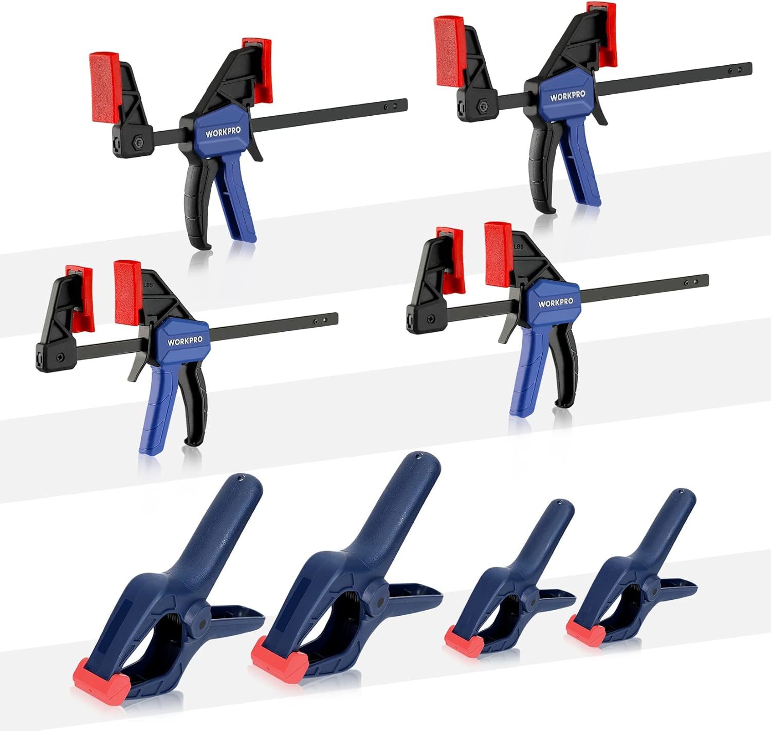 Workpro 8-Piece Clamp Set For Woodworking, 4-Pack 4-1/2&quot; Mini Bar Clamps... - $37.24