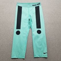 Nike Pro Sweatpants Womens Medium Green Elastic Dri Fit Cyan - $20.59 CAD