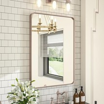 PILOCOS 36 x 24 Inch Purple Gold Framed Mirror, Warm Gray Bathroom Mirro... - £56.53 GBP