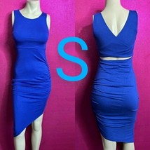 Blue Classy Night Out Side Ruched Midi Dress    Size S - $28.99