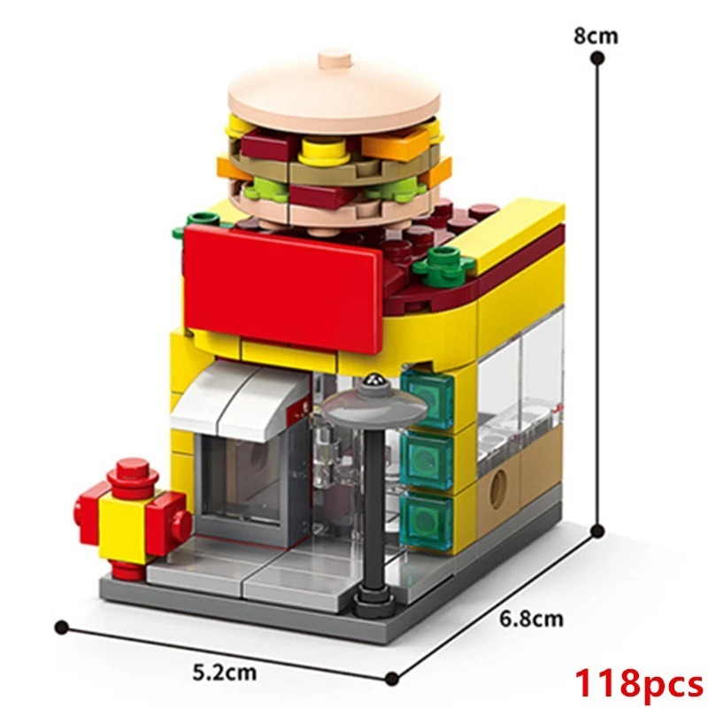 118pcs Street View Food House Building Blocks Kit Girls Bricks Model Kid... - $17.99