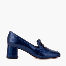 The Victoria Navy Blue Leather Block Heel Pump Women Shoe image 10