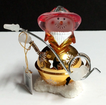 Snow Bellies Fireman Snowman Bobblehead Spring Glass Christmas Ornament Decor 3&quot; - £14.95 GBP