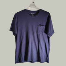 Eddie Bauer Pocket Shirt Mens Large Blue Embroidered Logo at Bottom - £11.69 GBP