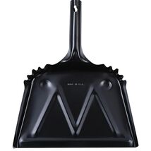 Convenient 12" Heavy-Duty Black Dustpan with Hanging Hole for Quick Access - $28.66