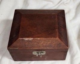 Vintage Dovetail Wood Flip Top Trinket Jewelry Box Metal Clasp 5.5x5 Inch Lined - £17.53 GBP