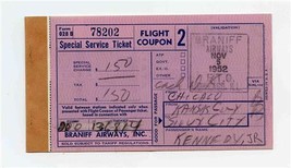 1952 BRANIFF Airways Special Service Ticket MKC Kansas City Sioux City  - £14.07 GBP