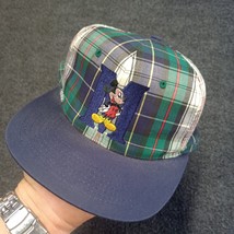 Vintage Disney Mickey Mouse Fresh Caps Hat Blue Plaid Snap back - $21.92