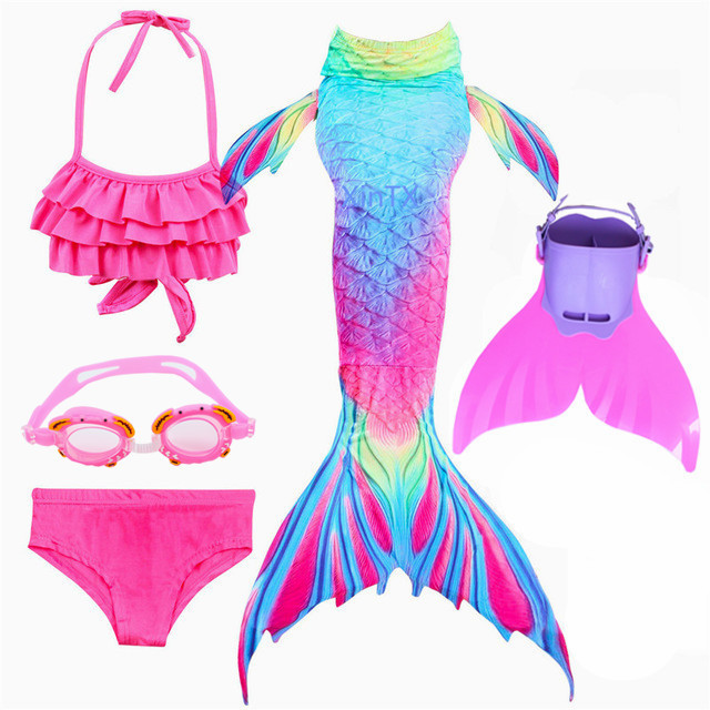 New Kids Swimming Mermaid Tail Costume Bikini Mermaid Swim Costume
