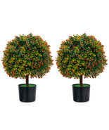 22&quot; Artificial Boxwood Topiary Ball Tree 2-Pack Faux Potted Plant w/Oran... - £116.37 GBP