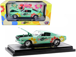 1966 Ford Mustang Fastback 2+2 Seafoam Green Light Green Striped w Flower Graphi - £40.89 GBP