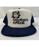 Vintage Hat Snapback Trucker Cap Softball Logo Navy Foam Mesh USA 80s 90s - £11.96 GBP