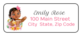 30 Baby Moana Return Address Labels, Stickers, Personalized, Disney, Tags - $8.99