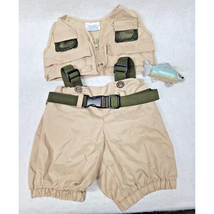 Build A Bear Fishing Outfit Beige Vest Fish Accessory Waders Clothes 3 pc Set - £13.27 GBP