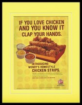 2003 Wendy&#39;s Chicken Strips Framed 11x14 ORIGINAL Vintage Advertisement - £27.68 GBP