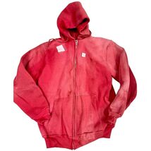 VTG Mayo Spruce Deadstock Hooded Sweatshirt Zipper Faded Red Cotton/Poly... - $192.01