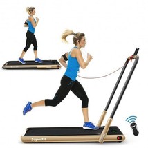 2-in-1 Folding Treadmill with Remote Control and LED Display-Golden - Color: Gol - €383,81 EUR