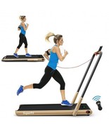 2-in-1 Folding Treadmill with Remote Control and LED Display-Golden - Co... - €383,81 EUR