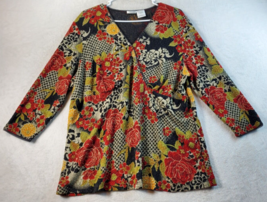 East 5th Blouse Top Women Size 1X Multi Floral Polyester Long Sleeve Wrap V Neck - £11.63 GBP