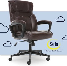 Serta 43670G Hannah Microfiber Office Chair In Brown With Headrest Pillow, - £162.57 GBP