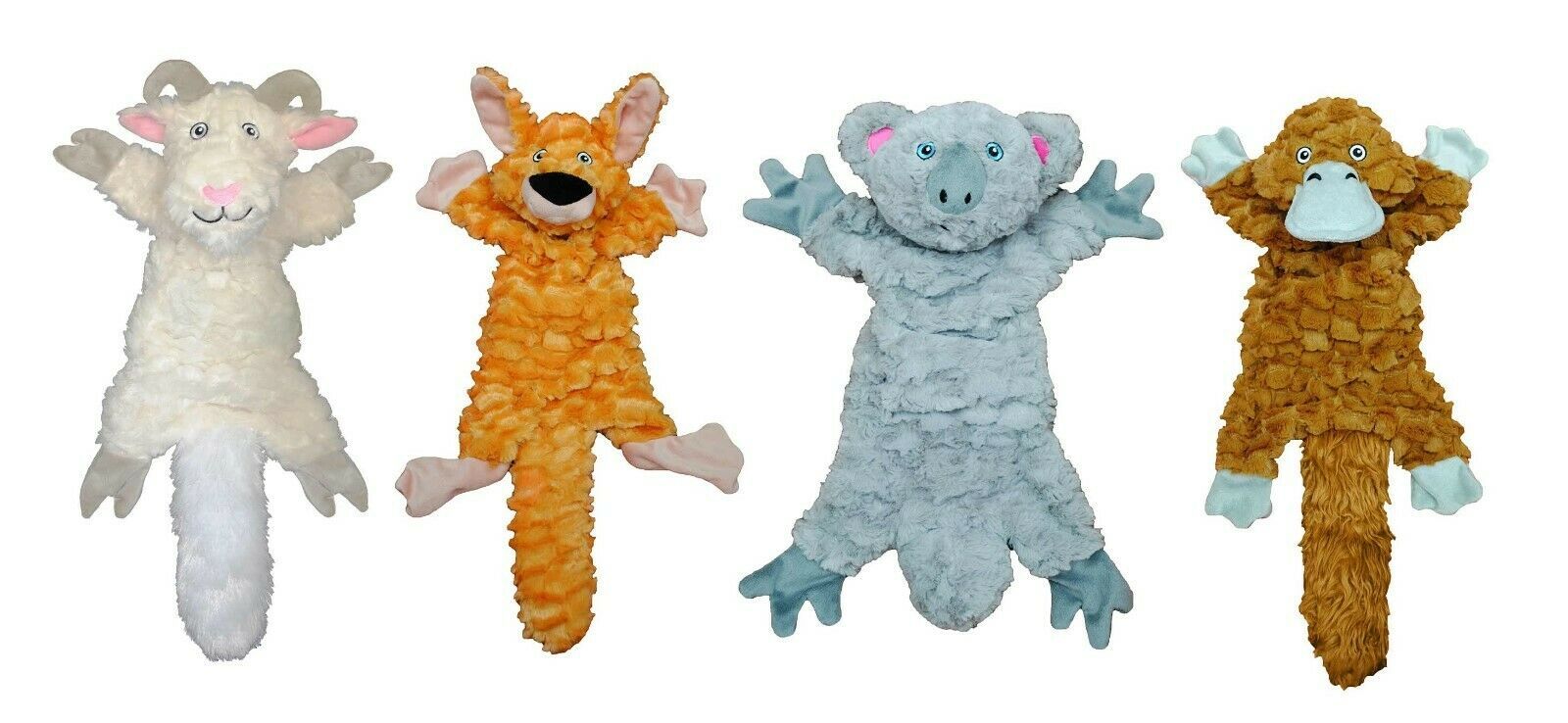 Fat Tails Dog Toys Soft Plush Squeaker Stretch Crinkle Tugs Choose Character 16