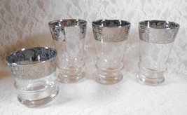 Vintage Queen&#39;s Vitreon Lusterware Large Tumblers Glasses Set of 3 Plus 1 Silver - £20.04 GBP