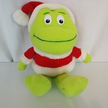 Russ Ribbit Stuffed Plush Frog Xmas Santa Hat Green 7&quot; 10&quot; - £39.43 GBP