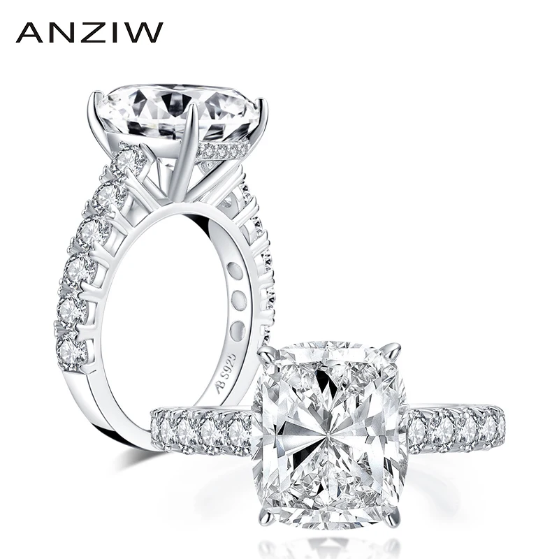 Luxury 925 Sterling Silver 10x12mm Big Cushion Cut Engagement Ring Simulated Dia - £44.55 GBP