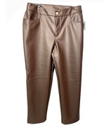 NWT Anne Klein Women&#39;s Faux Leather Bronze Pants SZ 16 Whimsigoth Boho C... - $47.52
