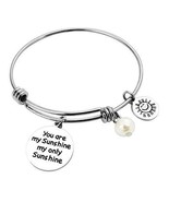 Silver Quote Bracelet Word Bangle Stainless Steel YOU ARE MY SUNSHINE - $19.99