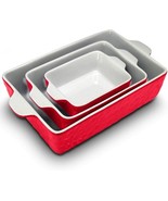 NUTRICHEF 3-Piece Rectangular Ceramic Non-stick Bakeware Set in Red (Ope... - $36.97 CAD