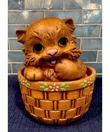 Vintage Twin Winton California Pottery Brown Cat Kitten In Basket Cookie... - $1,378.47 MXN