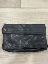 Vintage Christian Dior Black Leather Clutch Purse Evening Bag Handbag - $183.15