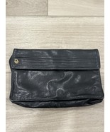 Vintage Christian Dior Black Leather Clutch Purse Evening Bag Handbag - $183.15