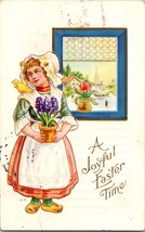 c1910 Easter Postcard. Women dress bonnet flowers a1 - £16.96 GBP