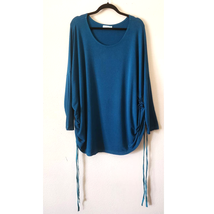 Bryn Walker Inman Ruched Long Sleeve Tunic Top Teal Size XL - £55.15 GBP